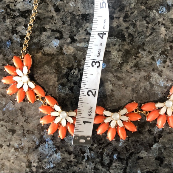 Coral, White & Gold Floral Statement Necklace - Picture 11 of 11